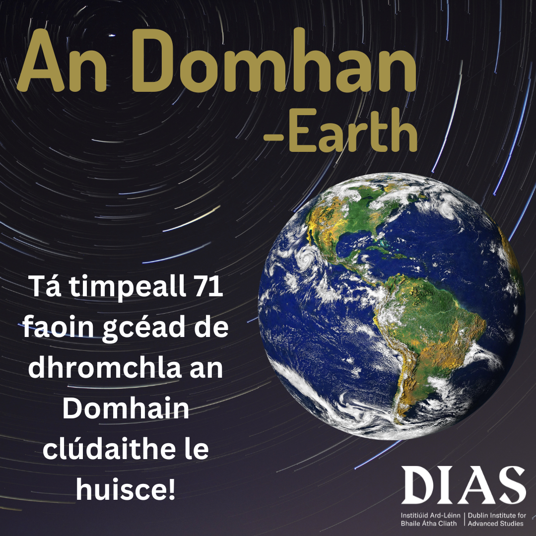 Tá timpeall 71 faoin gcéad de dhromchla an Domhain clúdaithe le huisce! - Around 71 percent of the Earth's surface is covered by water!